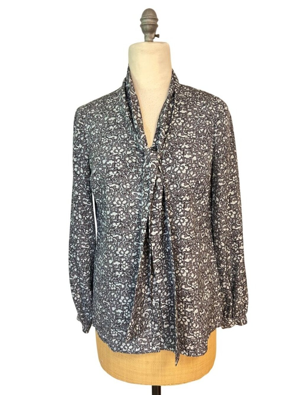 Tory Burch Nicki Bow Blouse Shirt 100% Silk Top Size 6 $295